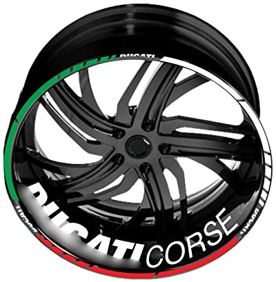 Racing Riflettente Per Ducati Monster Multistrada Performance Cerchio Adesivo Ruota Decal Corse Logo Per Ducati (Color : Tricolor white)