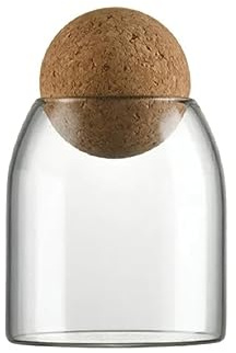 Glass Terrarium with Airtight Wooden Lid (Ball Cork), Closed Terrarium Planter, Clear Glass Bottle, Glass Container, 500ml, Moss Terrarium Glass, Indoor Decoration (Glass Only)