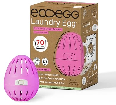 Ecoegg Wäsche-Ei, Waschmittel und Weichspüler, kein Bio, keine Enzyme, Phosphate, Bleichmittel, empfindliche Haut, British Bloom, 70 Wäschen