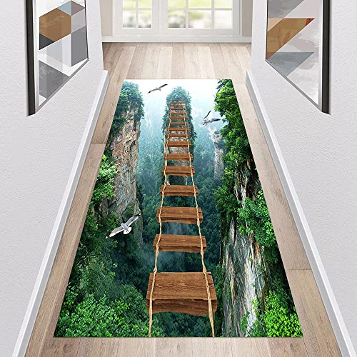 Siunwdiy 3D Corridor Carpet Optical Illusion Runner Rug Long Non-Slip Modern Carpet Runners for Hallways Living Room Rugs Hallway Runner Rug Non-Slip Washable Kitchen Door Mat,Natural G,60x200cm