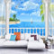 Papier Peint Panoramique Balcon Bord De Mer Voilier Papier Peint Intissé 3D Tapisserie Poster Decoration Murale Chambre Salon