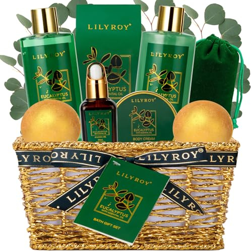 LILY ROY - Paniers cadeaux spa pour femmes et hommes, panier cadeau pour bain et corps pour femme, maman, mère, anniversaire, Noël