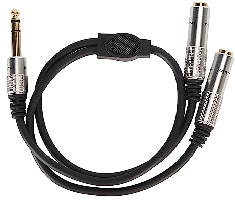 1/4-Zoll-Splitterkabel, 6,35-mm-Stereo-Splitter-Y-Kabel, Vergoldeter Stecker, Gehäuse aus Aluminiumlegierung, Langlebig, 1 In 2 Out, 19,7 Zoll für Mikrofon und Verstärker
