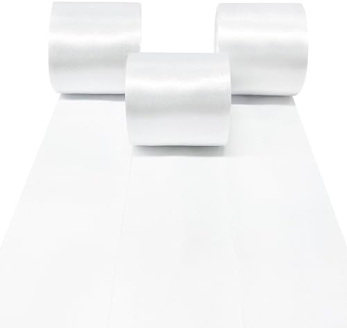 60m Weißes Satinband 50mm breit für Hochzeit Geburtstag Weihnachten DIY, Kunst Handwerk Geschenke Verpackung Einladungen Karten Brautstrauß Kranz Hochstuhl Fransen Hängende Hintergrunddekorationen