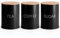 EHC Tea Sugar Coffee Canisters, Tea Sugar Coffee Containers Set of 3, Airtight Containers Jars, Black