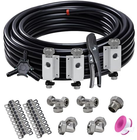 AXILYZE Shop Luftleitungs-Set, 1,9 cm x 30 m HDPE-Aluminium Luftleitung mit 37-teiligem Luftleitungs-Set, Druckluftleitungs-Set, kompatibel mit Rapid Air System, Luftleitungs-Kit für Garage/Werkstatt