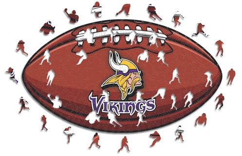Iconic Puzzles, Minnesota Vikings Crest, 100% ökologisch nachhaltiges Holzpuzzle mit offizieller Lizenz, Größe S, 150 Teile