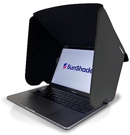 Laptop-Sonnenschutz, SunShader 4 (schlanke Lünette mit Gummiklips), Laptop-Sonnenschutz für Arbeiten im Freien, US-Patent 10963010, Größe L, Anthrazitgrau