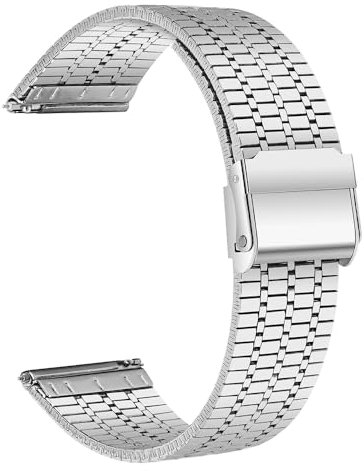 Lahviuu Bracelets de Montres pour Homme & Femme, Métal Bracelet de Montre pour Montre Connectée et Montre Traditionnelle, Bracelet Dégagement Rapide pour Smartwatch 20 mm, Argent