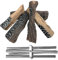 MrGas Log Gas-Kaminholzscheite mit Ständer, 5 Stück, Keramik-Kaminscheite, 22,6 cm, tragbarer Outdoor-Feuerstelle, zusammenklappbarer Edelstahl, geeignet für Outdoor-Aktivitäten, Anzug
