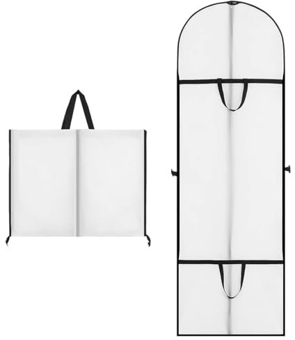 Long Dress Bags Covers Garment Storage bags with Zip Wedding Dust Cover Foldable Washable Clear Lightweight Garment Bags for Travel Weddings Suits and Dresses (white)