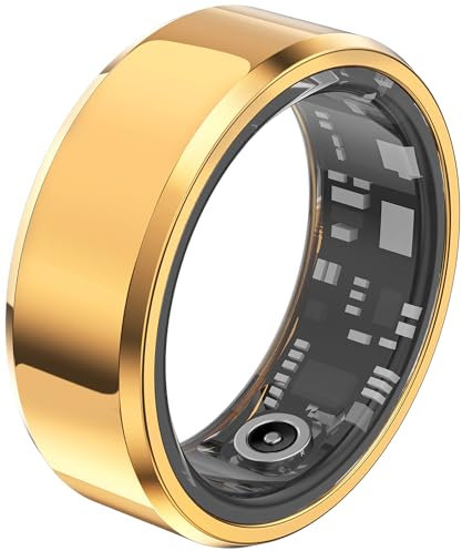 Smart Ring Android Fitness Tracker Ring Smartringe für Herren Damen Smart Ring Herzfrequenz wasserdichte Smartring mit Schrittzähler Schlaftracker Ring iOS Smart Workout Fitness Ring Gold