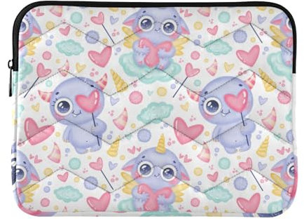 Laptop Sleeve Case 13-14 Inch Soft Laptop Storage Bag Cute Kids Cartoon Unicorns Purple Case Bag with Zipper for Men Women