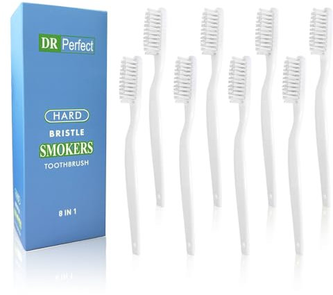 DR PERFECT Erwachsene Zahnbürste Extra Harte Borsten Handzahnbürste 8 Stück (Weiß, 8 Stück)