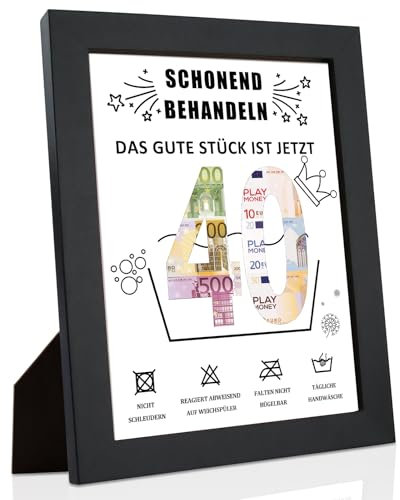 Szhhrxi 40. Geburtstag Geldgeschenk - Fotorahmen, Geschenke zum 40 Geburtstag Mann/Frau, Geldgeschenke Verpackung für Geburtstag Bilderrahmen 18 x 23 CM, Geldgeschenke Geburtstag für Freunde, Familie