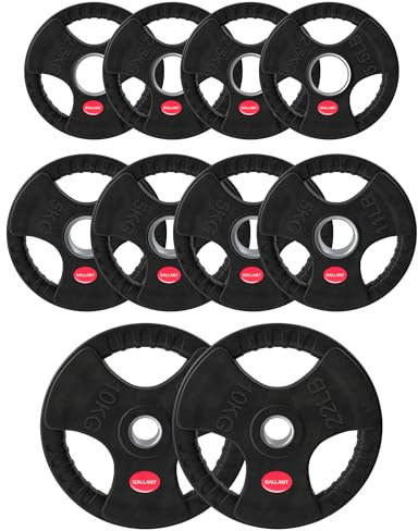 Gallant 50kg Weight Plates Set, 2 Inch Olympic Weight Plates, Rubber Coated Cast Iron with Tri Grip for Olympic Barbell Weights, (10kg x 2 + 5kg x 4 + 2.5kg x 4 = 50KG Set) Home Gym Strength Training