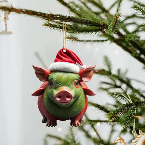 Weihnachtsanhänger Acryl Schwein Flach Auto Anhänger Weihnachtsbaum Ornament