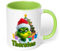 Geschenk zu Weihnachten: Tasse „Weihnachtgrinch-Mann“ personalisiert mit Namen - Adventszeit, Keramik, ca. 330ml, Hellgrün