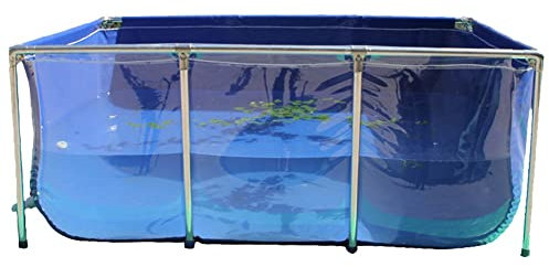 Acquario Piscina Laghetto, con Pannello di Visualizzazione Trasparente e Valvola di Scarico Grande Acquario Ornamentale per Pesci in Tela PVC con Telaio in Acciaio per Koi, Pesci Rossi, Espo