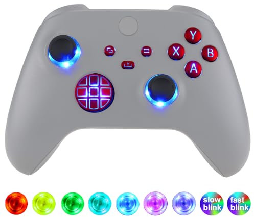 eXtremeRate Boutons Lumineux LED pour Xbox Series X S Manette avec Joystick de Remplacement pour Xbox Series X S,DTF V2 LED Kit pour Xbox Core Controller(sans Manette)-Rouge Écarlate