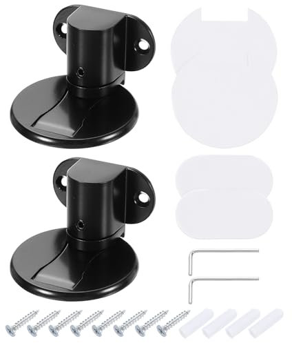 sourcing map 2Pcs Magnetic Door Stopper, Silent Magnetic Floor Door Stop, Adjustable Floor Door Catch with Adhesive Tape and Screws Shock Absorbing for Bedroom Office Bathroom, Black