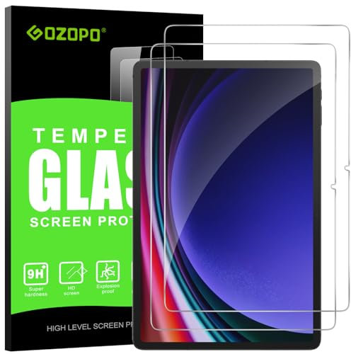GOZOPO Protector de Pantalla para Samsung Galaxy Tab S10 FE/Tab S9 FE/Tab S9/ Tab S8/ Tab S7, Película de Vidrio Templado Dureza 9H