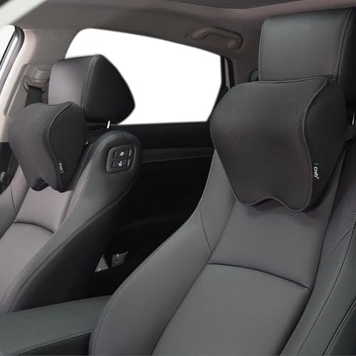 CWMAD 2-Pack Auto Nackenkissen für BMW 3 Series 3er Serie 3 F31 Touring 2011-2019, Kopfkissen Auto mit Verstellbarem Gurt Komfortabel Atmungsaktiv Auto Nackenkissen Kopfstütze,Bla-ck
