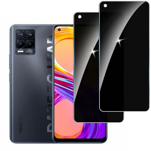 Lyphpe 【Paquete de 2】 Protector de pantalla de privacidad para Realme 8 Pro 9H de vidrio templado antiespía película privada compatible con Realme 8 Pro, fácil instalación
