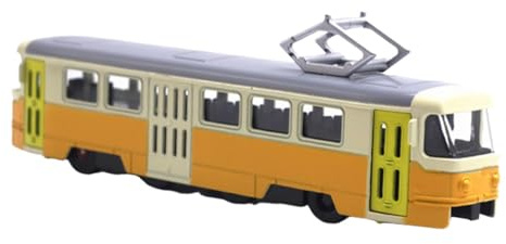 Tram Vehicle Model Toy 1/90 Collect with Sound And Light for Photography And Gifts, Yellow