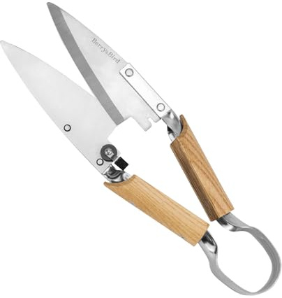 Berry&Bird Garden Shrub Shears — Stainless Steel Sheep Scissors with Reinforced Rivet & Safety Lock, 11.8'' Manual Large Grass Scissors for Cutting, Pruning, Trimming