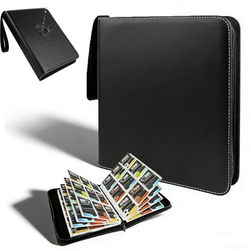 AEMCHDM Toploader Binder Sammelalbum 450 Karten, 3 Ring Ordner mit 50 Seiten 9 Fächer Innenseiten, Reißverschluss, geeignet für Pokémon, Yu-Gi-Oh!, Fußball, Trading Cards, Photocards