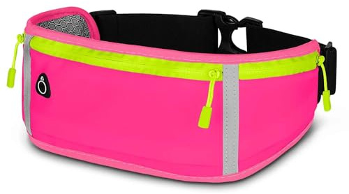 ONEFLOW Active Pro Laufgürtel für Poco M7 (4G) Lauftasche mit 3 Fächern, Atmungsaktiv, Sport Handytasche zum Joggen, Handy Bauchtasche Wasserdicht, Running Belt, Hot Pink