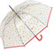 happy rain Regenschirm durchsichtig transparent mit Automatik Smile Bedruckt - rot