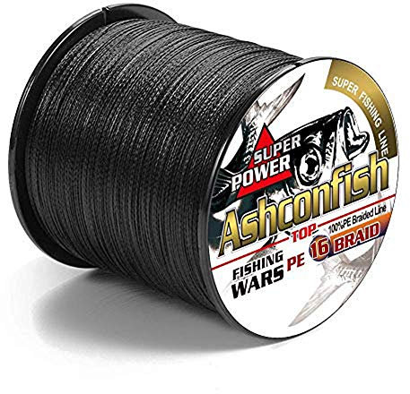 Ashconfish Intrecciato linea di pesca 16 fili cavo nucleo pesca filo 100 m / 109 m 20 libbre resistente all'abrasione incredibile Superline Zero Stretch diametro ultrasottile filo intrecciato nero