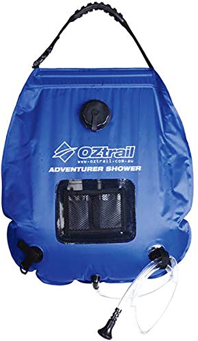 Adventurer Solardusche. Große 20L Kapazität mit Rip-Stop 600D und PVC Konstruktion. Praktische Shampoo und Seifentasche. 90cm Schlauch.