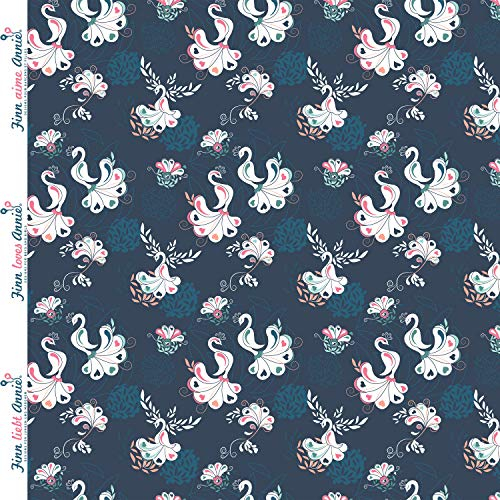 Finn liebt Annie Jersey Kinderstoff Pfauenliebe 0,5m x 155cm