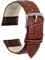 ULLCHRO Unisex Leder Armband mit Edelstahl Silberne Schnalle 24mm TiefBraun