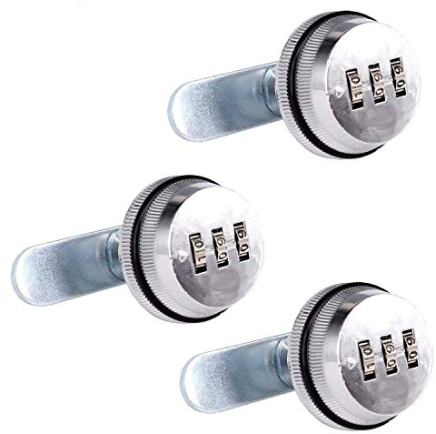 Spotact Associazione Cam Serratura di Sicurezza Serrature Brillante Chrome Lega di Zinco Password Codificate Serratura per Scatola Gabinetto (3 Pcs 2cm)