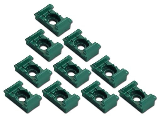 10er Set Pfostenklammer für Doppelstabmatten-Zaun | grün | Kunststoff | Auflagebock | Mattenhalter | Klammer | Klemmplatten | zur Befestigung von Gittermatten an 4 x 6 cm Zaun-Pfosten
