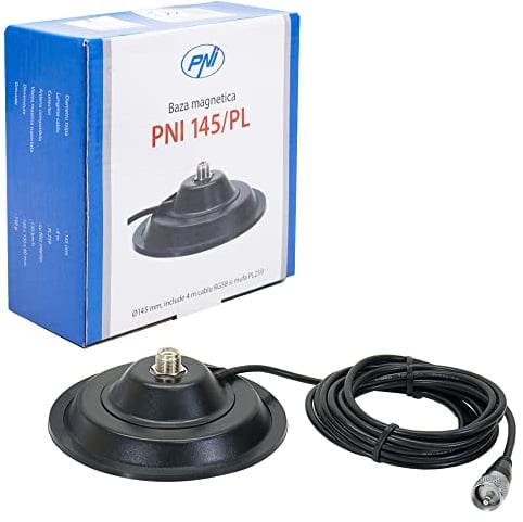 Soporte magnético para Antena CB PNI 145/PL, 145 mm, Cable RG58 de 4 m y Conector PL259