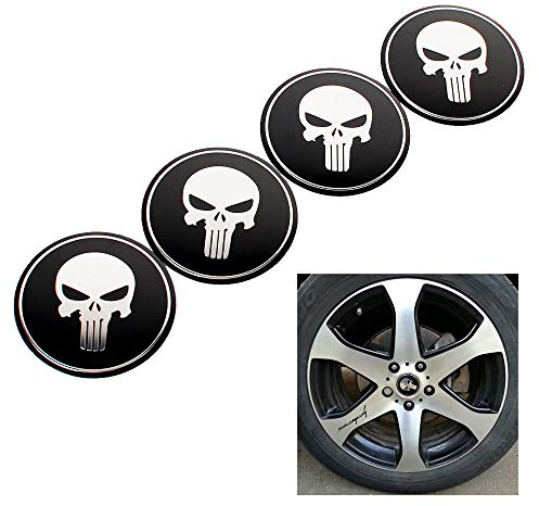 DSYCAR Set von 4 Skull Radnabenkappen Center Cover Auto Aufkleber Hub Center Caps