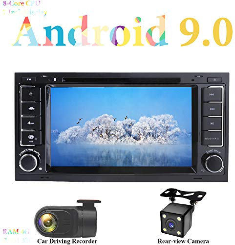 XISEDO Android 9.0 Autoradio 7 Pulgadas In Dash Radio de Coche 8-Core RAM 4G ROM 32G Car Radio para Volkswagen Touareg/ T5 Multivan/Transporter (con Cámara Trasera y DVR)