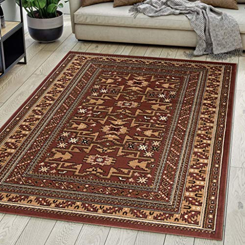 Carpeto Rugs Teppich Orientalisch Braun Klassisch Muster Kurzflor Öko-Tex Wohnzimmer 160 x 230 cm