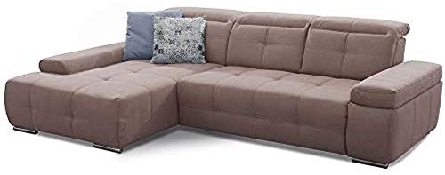 Cavadore Ecksofa Mistrel mit Schlaffunktion, L-Form Sofa mit leichter Fleckentfernung dank Soft Clean, geeignet für Haushalte mit Kindern, Haustieren, 273 x 77 x 173, hellbraun