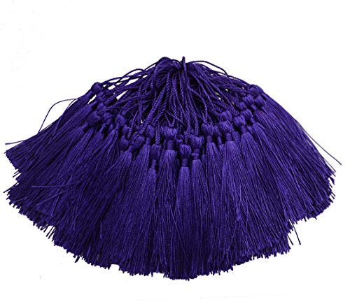 100pcs 13cm / 5 Zoll Handgefertigte Seide Quaste mit 2 Zoll Schleife für die Quasten Machen von Schmuck Quaste Lesezeichen DIY Handwerk Zubehör (Dunkel Lila)