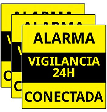 3 pegatinas Alarma CONECTADA Varios Modelos DISUASORIOS Carteles VIGILANCIA Disuasorio Exterior Facil Instalar Evita robos Alarmas Sin Cuotas Hogar Casas Finca Pisos vacios Anti okupas… (3 Pegatinas)