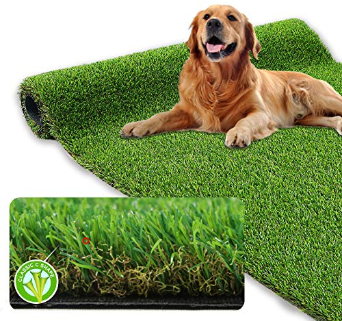 XLX TURF Dicker Kunstrasen-Teppich für drinnen und draußen, realistischer weicher Kunstrasen, Haustier-Rasen-Teppich für Hund, Garten, Rasen, Landschaft, 91 x 152 cm, Florhöhe 3,5 cm