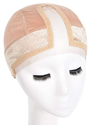 Spitze Perücke Griffkappe Samt verstellbar All-in-One Spitze Perücke Griffband mit Seidenperücke Kappe für alle Spitze Perücken und Fronten, machen Sie Haarlinie und Teil nahtlose Übergänge (Beige)