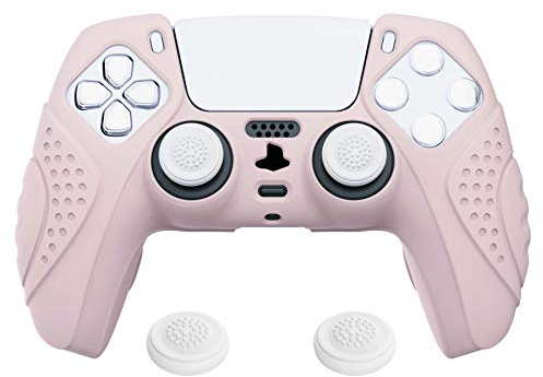 eXtremeRate PlayVital Hülle für ps5 Controller,Schutzhülle Anti-Rutsch Case Griffe Skin,2 Stück Stick Aufsätze für PS5 Controller(Guardian Edition,Pink)