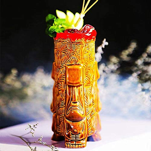 Tiki-Becher, Cocktailbecher Keramik hawaiianische Partybecher exotische Cocktailgläser Tiki-Bar professionelle Hawaii-Party-Barware -500ML
